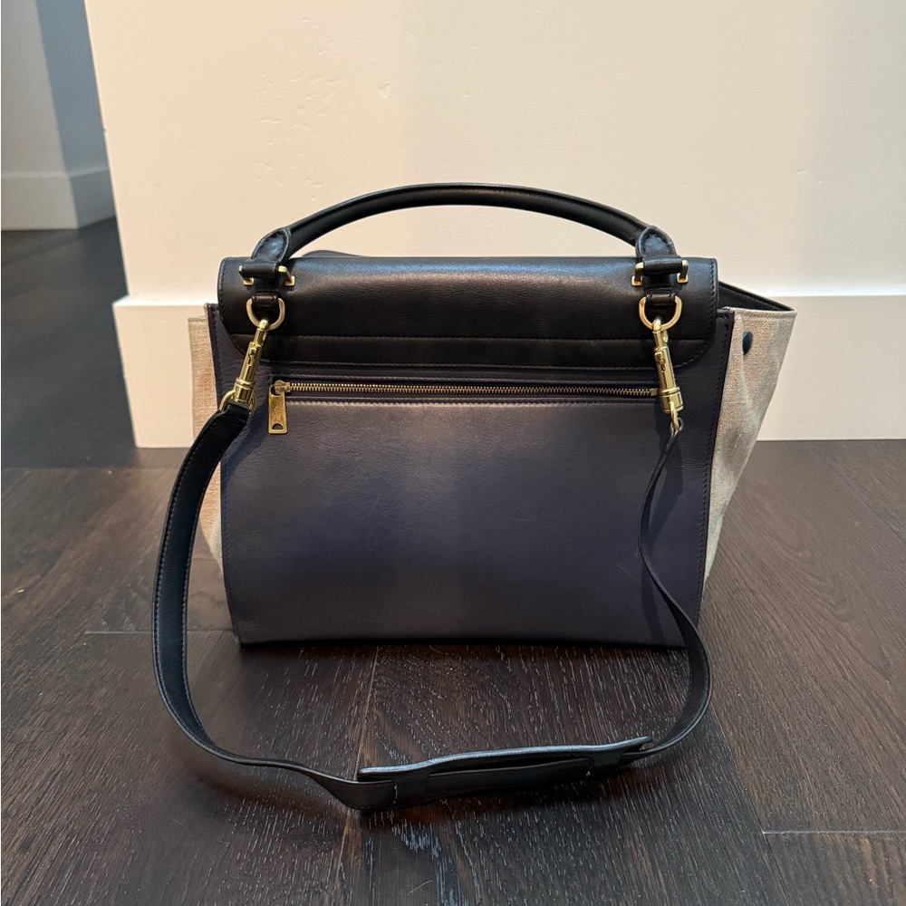 Two-Tone Leather and Suede Handbag